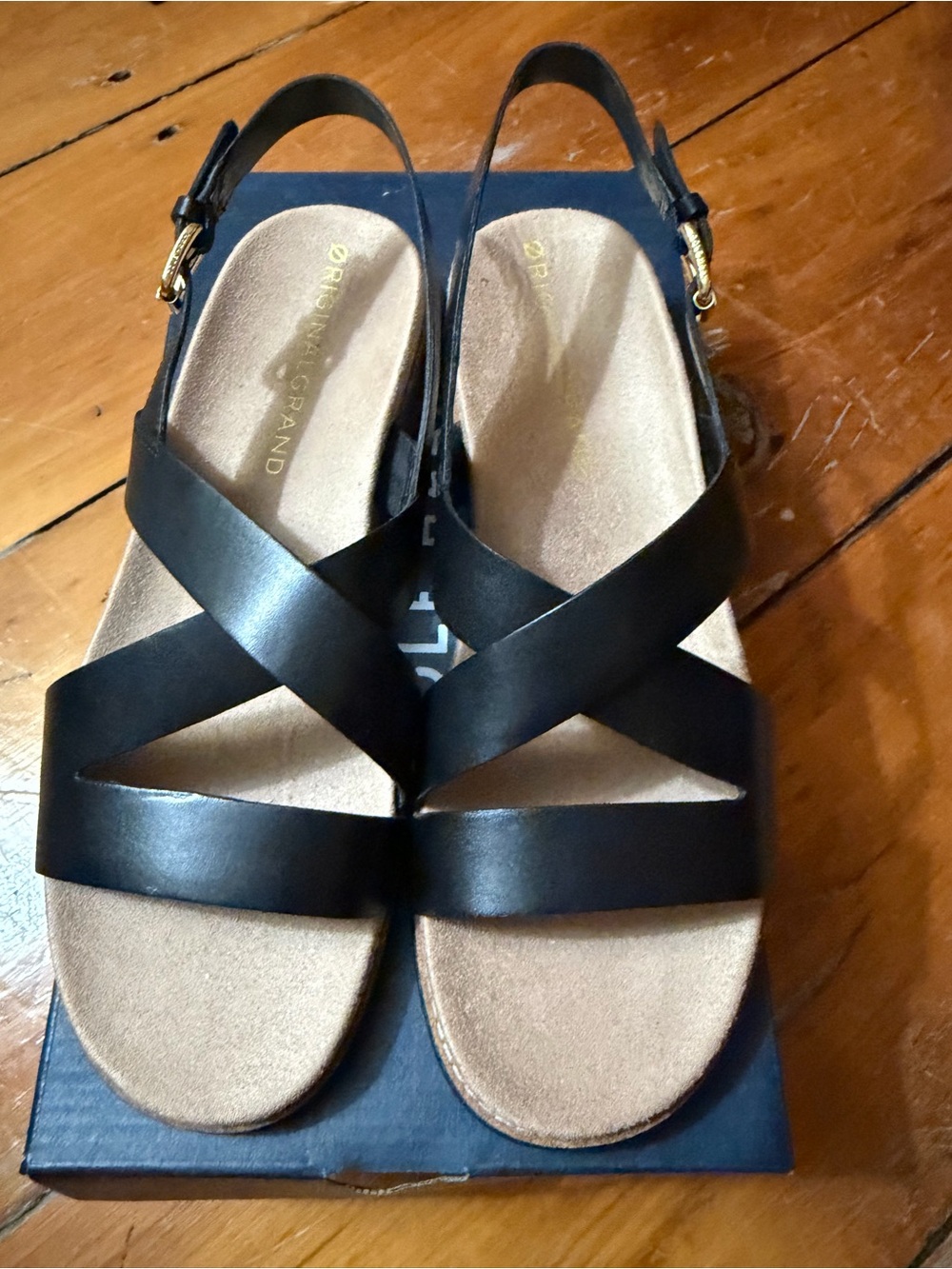 Cole Haan Black Crisscross Leather Slingback Sandals